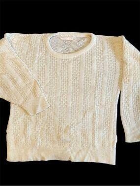 Light Cream Textured Crewneck Sweater